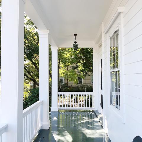 suburban, white, light, airy, traditional, contemporary, porch, 