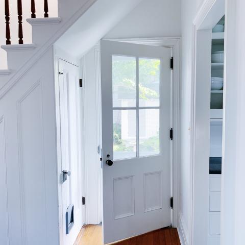 suburban, white, light, airy, traditional, contemporary, porch, 