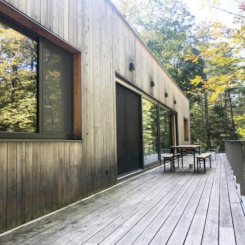 modern, contemporary, wooded, wood, deck, glass, rural, 