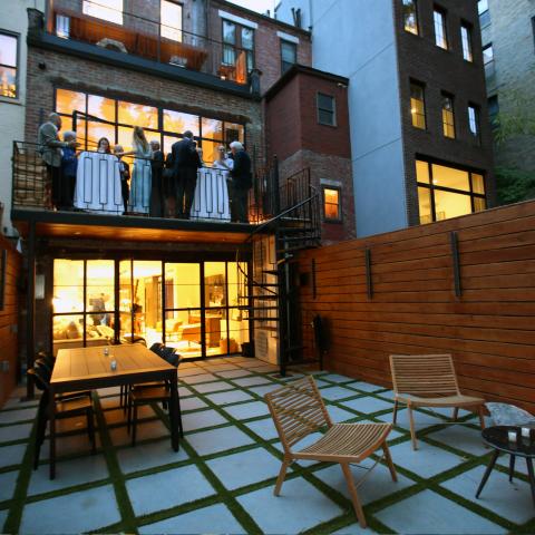 brownstone, townhouse, contemporary, upscale, staircase, terrace, garden, kitchen, bathroom, 