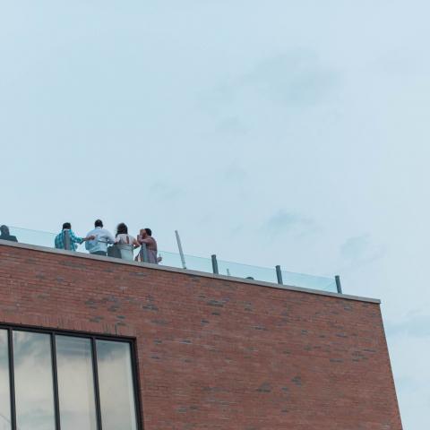 terrace, city view, rooftop, view, empty room, 