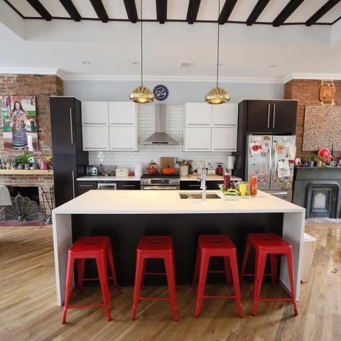 townhouse, contemporary, colorful, staircase, 