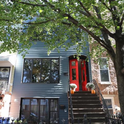 townhouse, contemporary, colorful, staircase, 