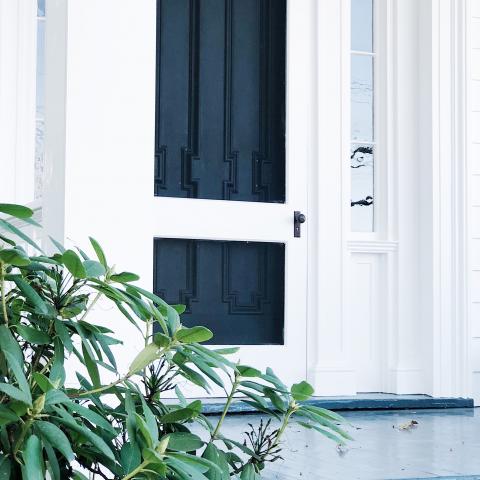 suburban, white, light, airy, traditional, contemporary, porch, 