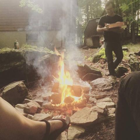 cabin, log house, rural, lake, deck, fireplace, rustic, 