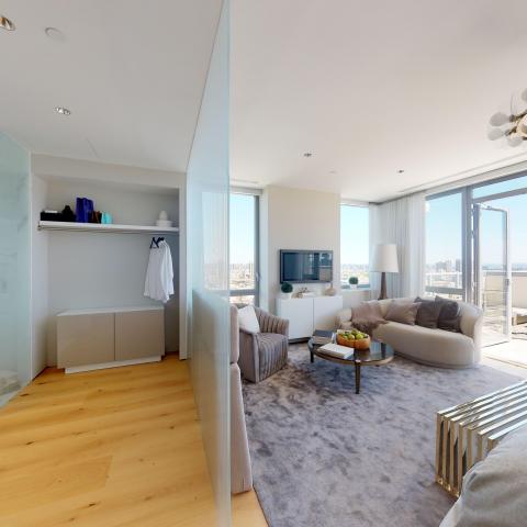 penthouse, apartment, modern, light, city view, terrace, 