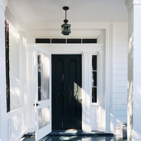 suburban, white, light, airy, traditional, contemporary, porch, 