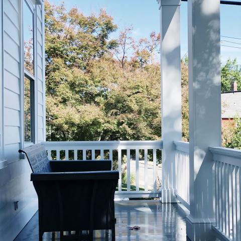 suburban, white, light, airy, traditional, contemporary, porch, 