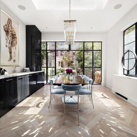 brownstone, townhouse, contemporary, upscale, staircase, terrace, garden, kitchen, bathroom, 