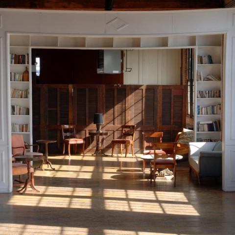 eclectic, bohemian, loft, artist loft, distressed, traditional, apartment, staircase, elevator, 