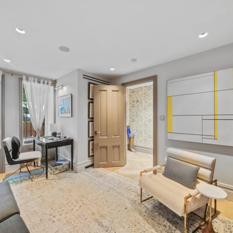 brownstone, townhouse, contemporary, upscale, staircase, terrace, garden, kitchen, bathroom, 