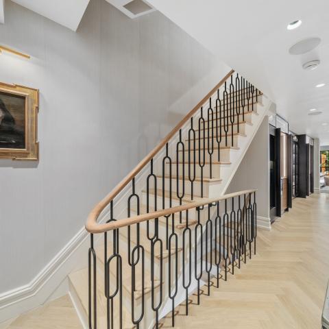 brownstone, townhouse, contemporary, upscale, staircase, terrace, garden, kitchen, bathroom, 