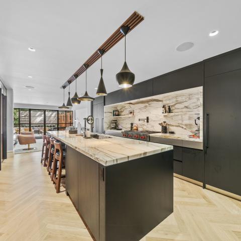 brownstone, townhouse, contemporary, upscale, staircase, terrace, garden, kitchen, bathroom, 