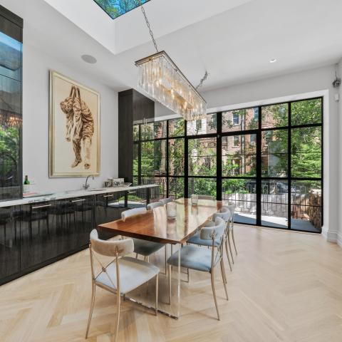 brownstone, townhouse, contemporary, upscale, staircase, terrace, garden, kitchen, bathroom, 