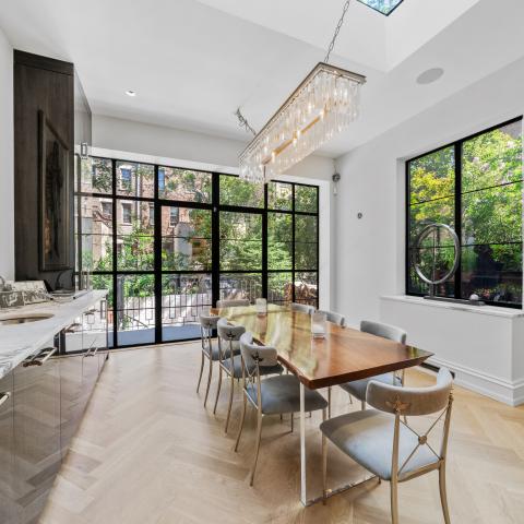 brownstone, townhouse, contemporary, upscale, staircase, terrace, garden, kitchen, bathroom, 