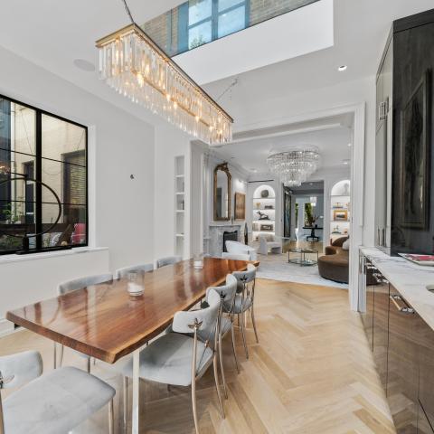 brownstone, townhouse, contemporary, upscale, staircase, terrace, garden, kitchen, bathroom, 