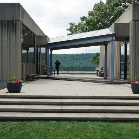 concrete, modern, museum, water, staircase, industrial, 