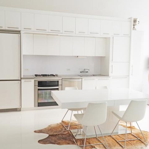 loft, apartment, white, kitchen, bathroom, 