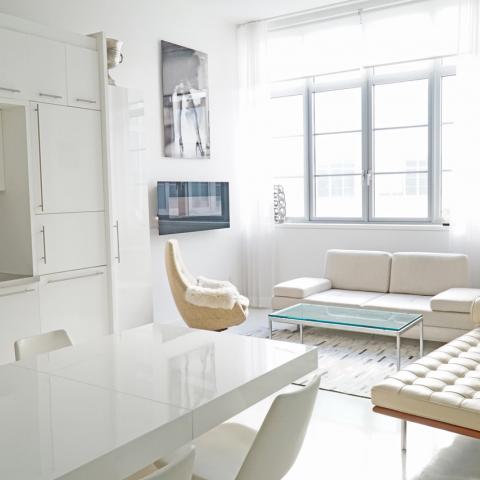 loft, apartment, white, kitchen, bathroom, 