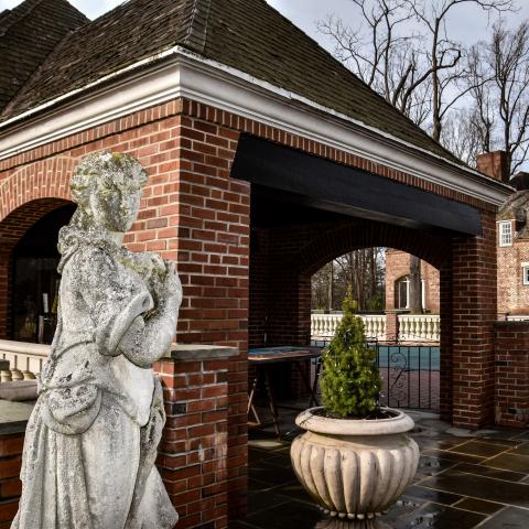 mansion, estate, pool, empty room, staircase, 