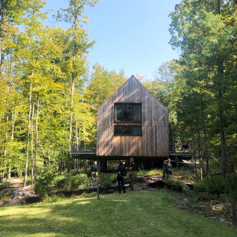 modern, contemporary, wooded, wood, deck, glass, rural, 