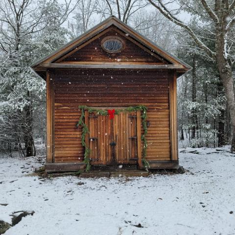 cabin, barn, lake, water, rural, country, wooded, deck, 