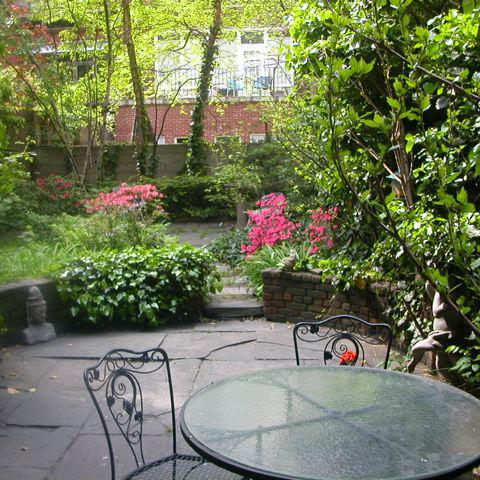 townhouse, brownstone, upscale, contemporary, staircase, fireplace, garden, 