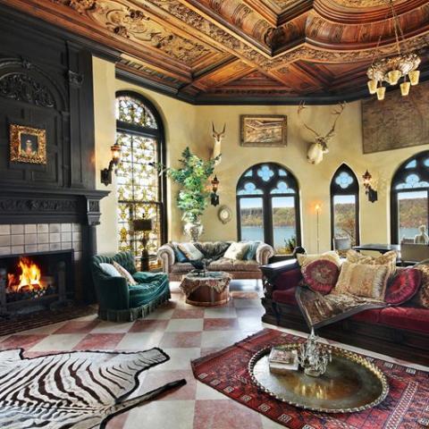 bohemian, eclectic, upscale, ornate, traditional, pool table, 