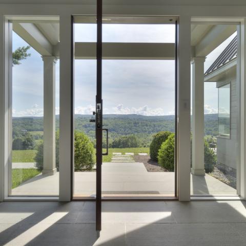 contemporary, view, pool, light, 