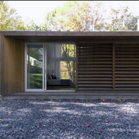 modern, contemporary, wooded, glass, light, airy, cabin, pool, 