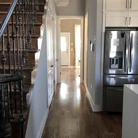 brownstone, townhouse, contemporary, kitchen, garden, 
