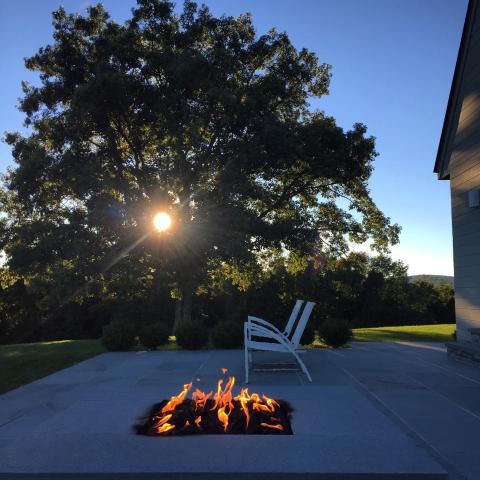 contemporary, view, pool, light, 