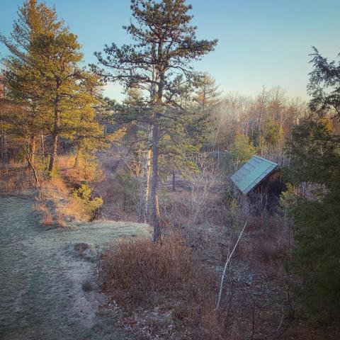 cabin, barn, lake, water, rural, country, wooded, deck, 