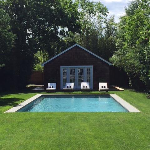 Hamptons, contemporary, shingled, white, light, kitchen, bathroom, pool, 