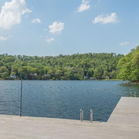 log house, rustic, contemporary, water, deck, dock, 