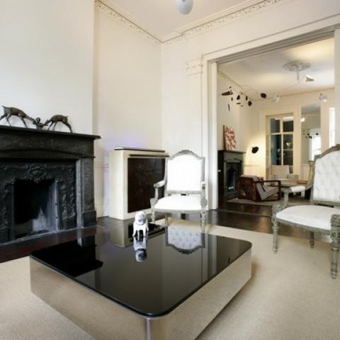 townhouse, brownstone, upscale, contemporary, staircase, fireplace, garden, 