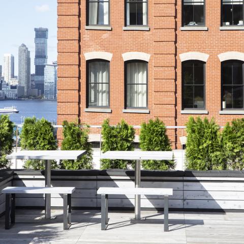 loft, apartment, kitchen, bathroom, rooftop, light, skyline, city view, 