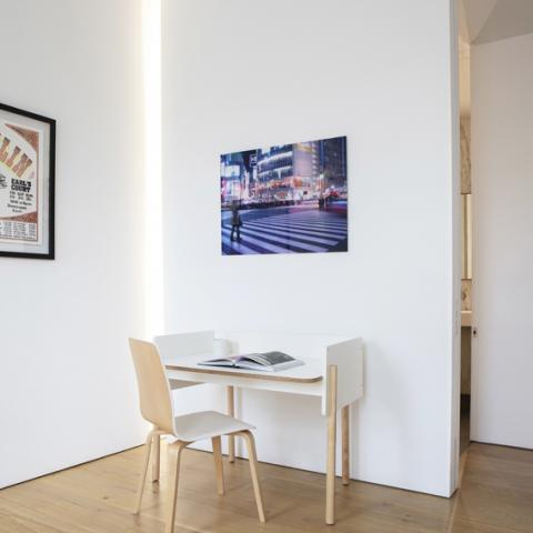 loft, apartment, kitchen, bathroom, rooftop, light, skyline, city view, 