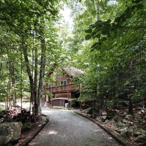 cabin, log house, rural, lake, deck, fireplace, rustic, 