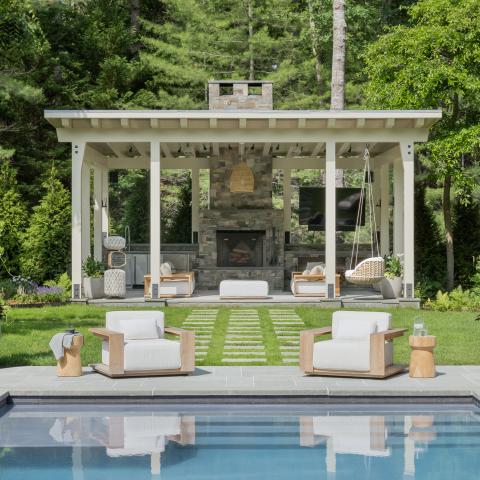 Hamptons, pool, contemporary, garden, upscale, patio, wood, light, 