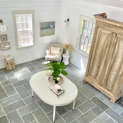 contemporary, traditional, white, light, airy, deck, stone, porch, 