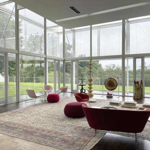 modern, light, glass, pool, estate, field, 