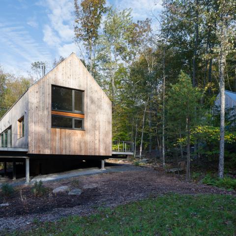 modern, contemporary, wooded, wood, deck, glass, rural, 