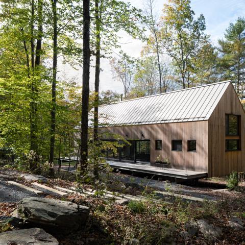 modern, contemporary, wooded, wood, deck, glass, rural, 