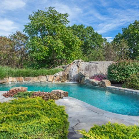 staircase, fireplace, pool, deck, patio, garden, kitchen, porch, contemporary, 
