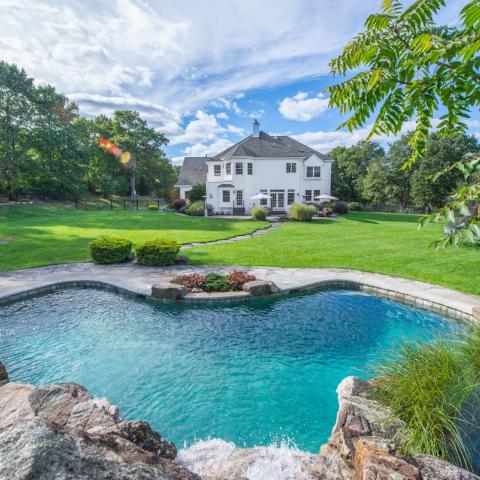 staircase, fireplace, pool, deck, patio, garden, kitchen, porch, contemporary, 