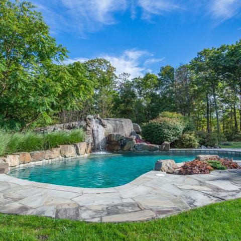 staircase, fireplace, pool, deck, patio, garden, kitchen, porch, contemporary, 