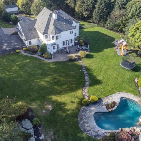 staircase, fireplace, pool, deck, patio, garden, kitchen, porch, contemporary, 