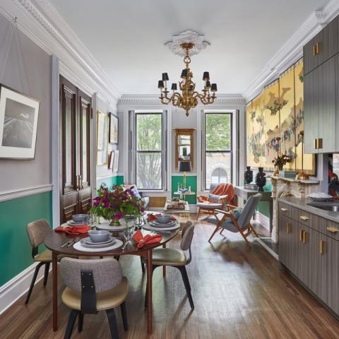 townhouse, colorful, funky, fireplace, kitchen, 