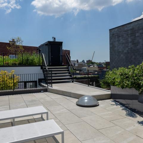 townhouse, modern, glass, light, rooftop, staircase, white, 